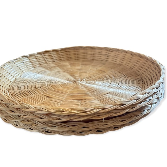 Vintage Wicker Woven Boho Plate Charger Wall Decor set of 4 - Picture 6 of 6